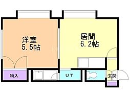 KDビル 1DKの間取図画像