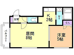 グランメール麻生 1LDKの間取図画像