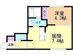 GRNDE札幌北大前 1DKの間取図画像