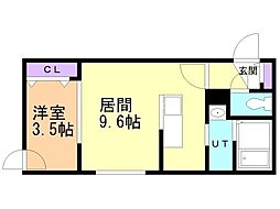 QR 1LDKの間取図画像