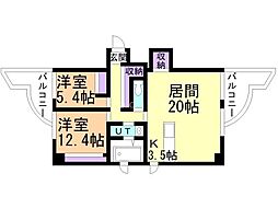 GRANDEFILA2 2LDKの間取図画像