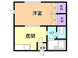 ローヤルハイツN28 1DKの間取図画像