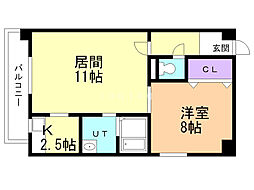 GrandeeN8 1LDKの間取図画像