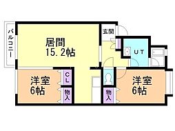 フェバリット 2LDKの間取図画像