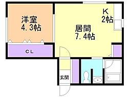 タカラノースデュオ 1LDKの間取図画像