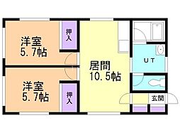ポプラハイツ 2LDKの間取図画像