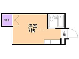 広西コーポ ワンルームの間取図画像