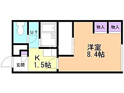 レオパレス石狩フローラ 1Kの間取図画像