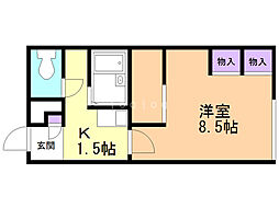 ルピナス琴 1Kの間取図画像