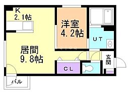 アルバグランデアサブ 1LDKの間取図画像