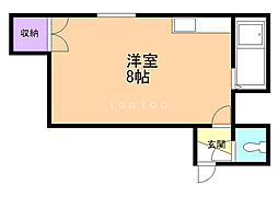 クリスタルハイツN27 ワンルームの間取図画像