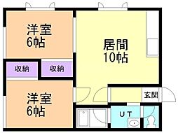 ミカワハイツ3 2LDKの間取図画像