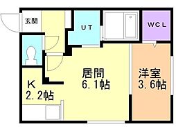 札幌市北区麻生町2丁目マンション 1LDKの間取図画像