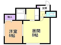プティバロン 1LDKの間取図画像
