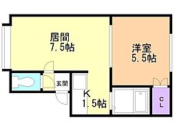 メープルシティ 1LDKの間取図画像