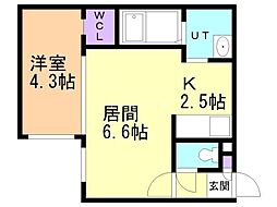 REN FAULT N22(レンフォルト) 1LDKの間取図画像