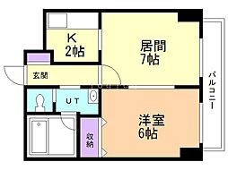 ドーリス札幌 1LDKの間取図画像