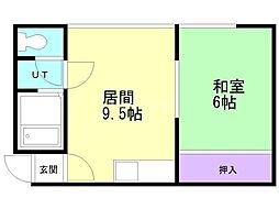 コーポ香川 1LDKの間取図画像