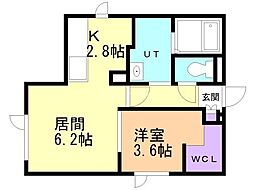 仮)北40条西6丁目新築 1LDKの間取図画像