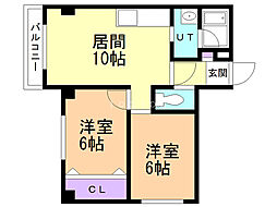 フランネル23 2LDKの間取図画像