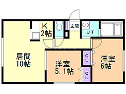 ル・ブラン 2LDKの間取図画像