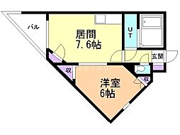 メニーズコート麻生中央 1DKの間取図画像