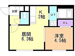 札幌市北区麻生町1丁目マンション 1LDKの間取図画像