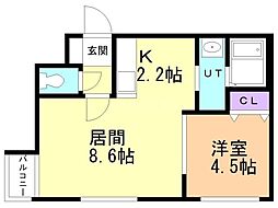 スリーナインYG 1LDKの間取図画像