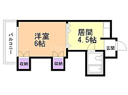エルムハイデンス 1DKの間取図画像