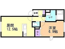 ハイム青雲I 1LDKの間取図画像