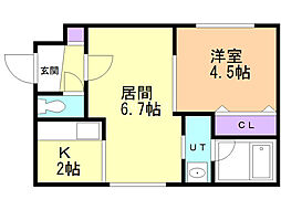 ブランノワールN38 1LDKの間取図画像