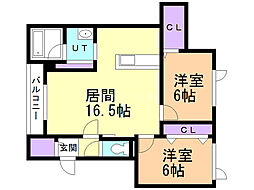 リアン-2 2LDKの間取図画像