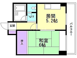 アルファスクエア北13条 1DKの間取図画像