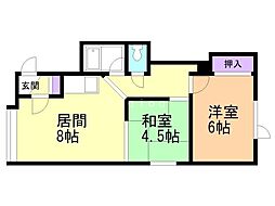 サザンフローラ 2LDKの間取図画像