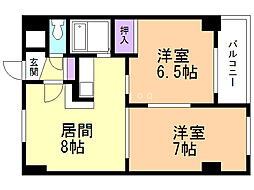 サンリバー広和 2DKの間取図画像