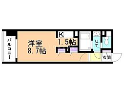 グレースコート北18条 1Kの間取図画像