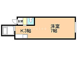 フラワーリバー2 1Kの間取図画像