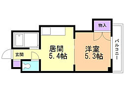 プレサント北35条 1DKの間取図画像