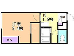 レオパレスビクトワール 1Kの間取図画像