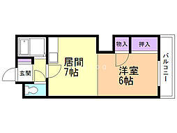 ノール・アベニュー14 1DKの間取図画像