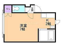 ワイズあいの里3 1Kの間取図画像