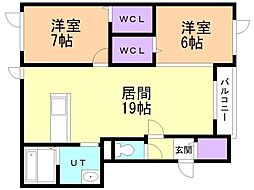 グランドルチェ 2LDKの間取図画像