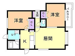 屯田11条ハイム 2LDKの間取図画像
