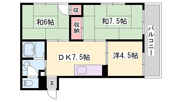 スカイメロディー ｜兵庫県姫路市白浜町宇佐崎北2丁目(賃貸マンション3DK・2階・54.12㎡)の写真 その2