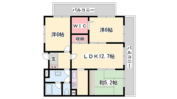 ロワイヤル東山 ｜兵庫県姫路市御立東4丁目(賃貸マンション3LDK・3階・66.45㎡)の写真 その2