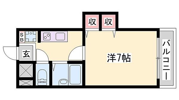 ジュネス神屋町 ｜兵庫県姫路市神屋町2丁目(賃貸マンション1K・7階・22.71㎡)の写真 その2