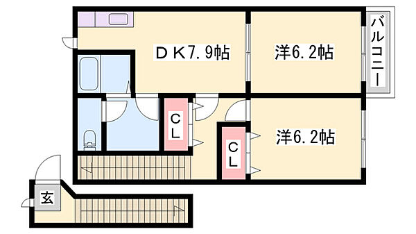 サンシャルマン ｜兵庫県姫路市南条2丁目(賃貸アパート2DK・2階・47.07㎡)の写真 その2