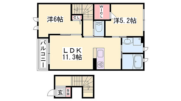 エスポワール ｜兵庫県加東市上中(賃貸アパート2LDK・2階・57.44㎡)の写真 その2