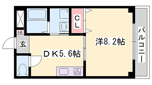 ヴァンクレールI ｜兵庫県姫路市三左衛門堀西の町(賃貸マンション1DK・2階・31.65㎡)の写真 その2