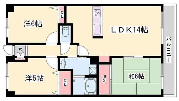 リバーオーク ｜兵庫県姫路市名古山町(賃貸マンション3LDK・3階・70.00㎡)の写真 その2